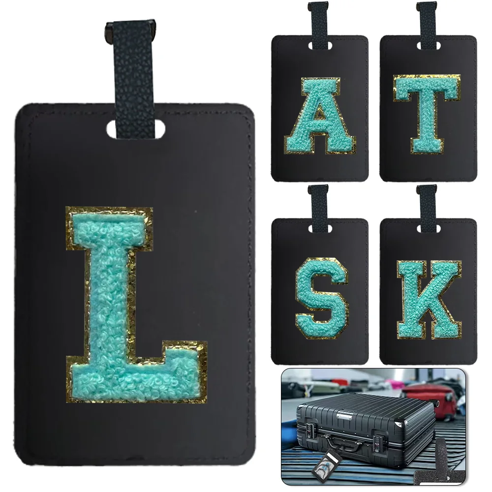 Initial chenille pu luggage tag
