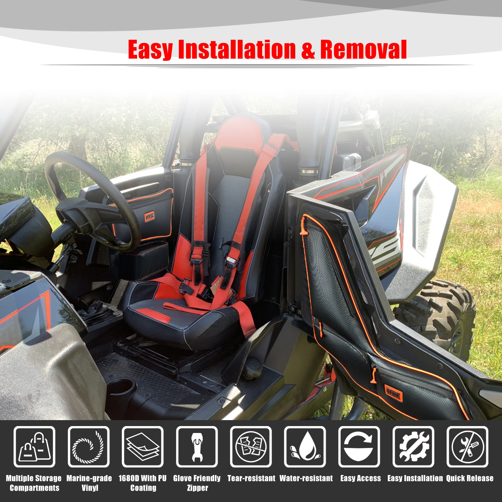 Дверная сумка для сидений utv и комплект подлокотников для polaris rs1rzr - Фотография_4
