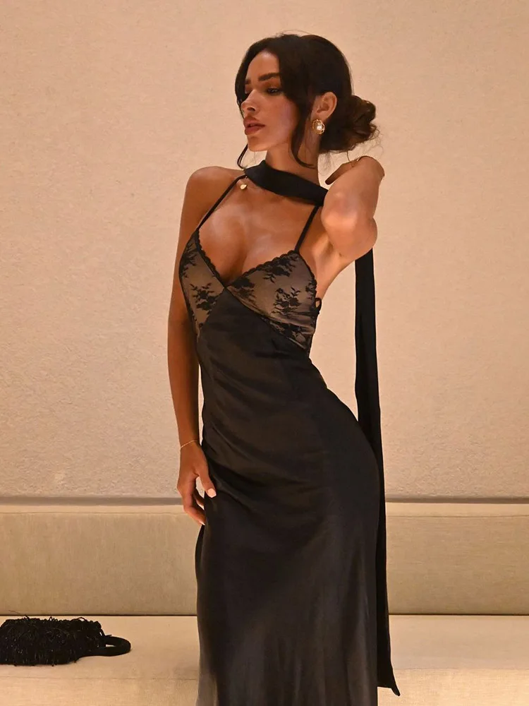 Cnyishe кружевное лоскутное платье с открытой спиной - Фотография_4