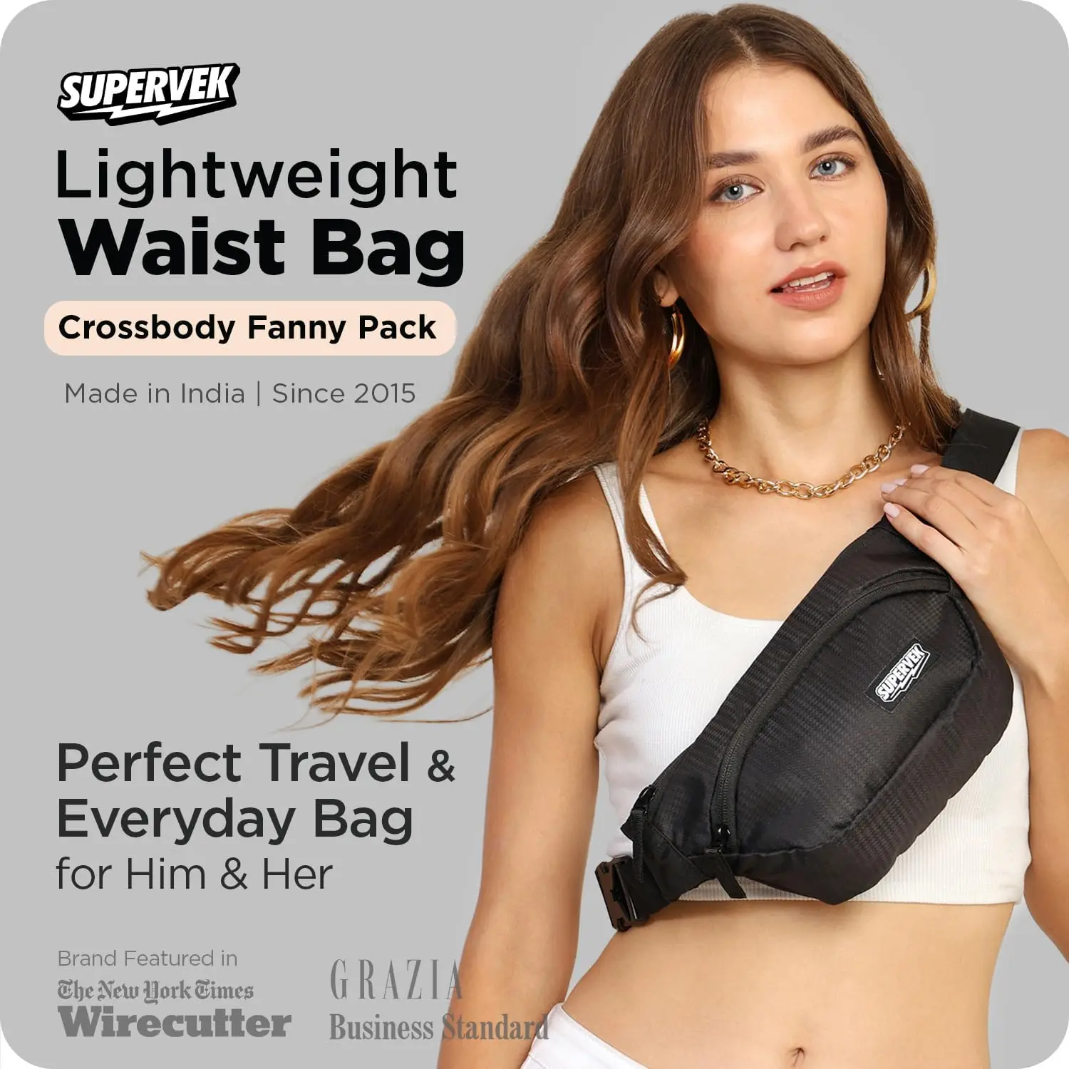 Черная поясная сумка supervek через - Фотография_2