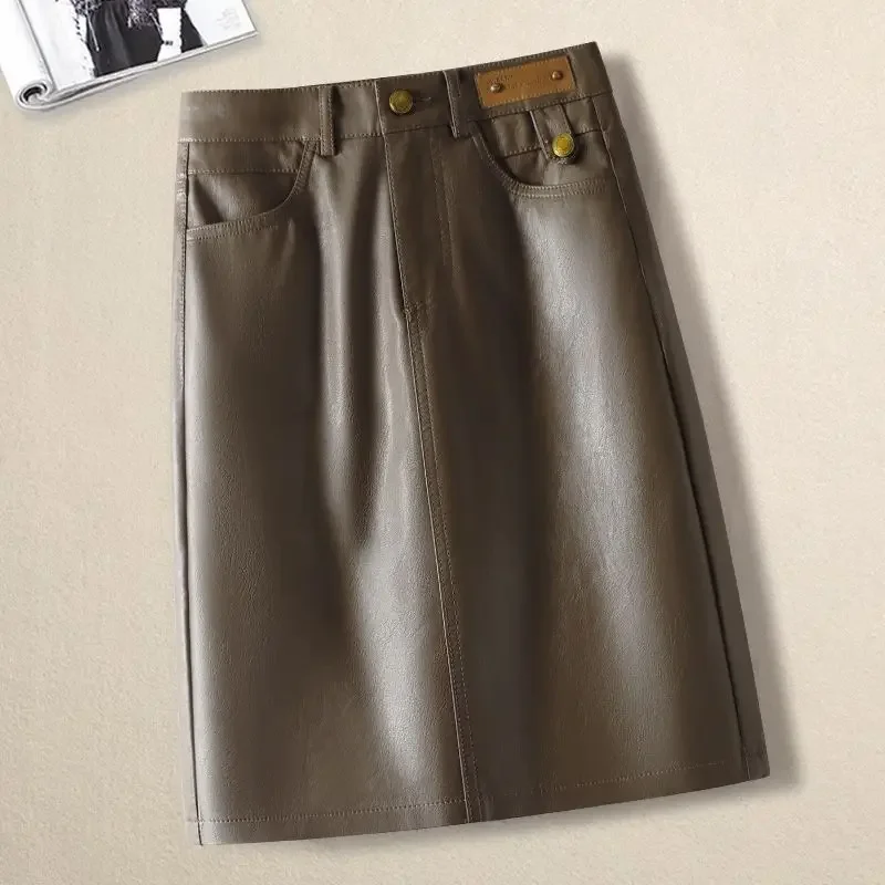 New leather  half body skirt for women - Фотография_6