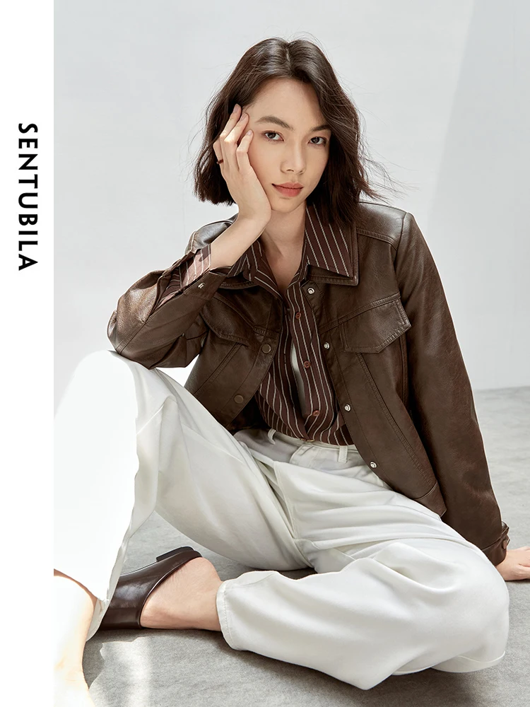 Sentubila женские винтажные укороченные куртки из искусственной кожи - Фотография_5