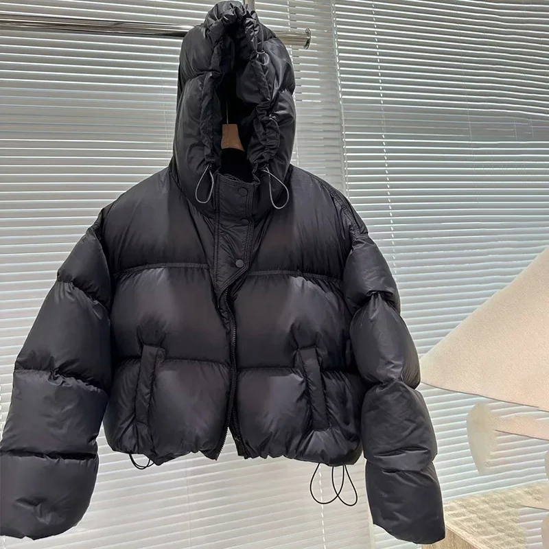 Schinteon женская белая куртка на утином пуху с капюшоном - Фотография_6