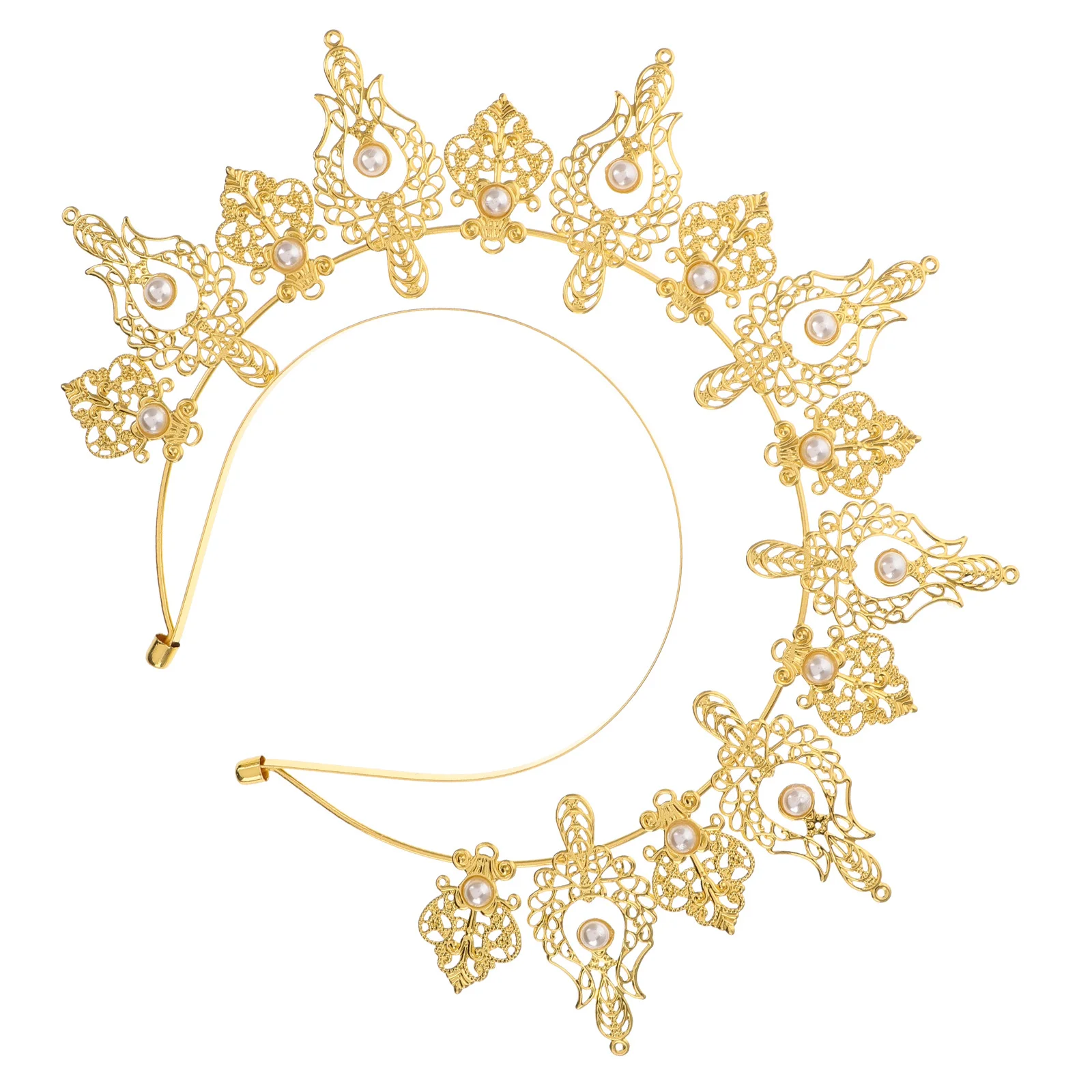 Повязка на голову с золотой жемчужной короной