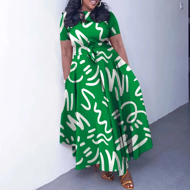 Dashiki 2021, модное длинное вечернее платье макси с поясом - Фотография_2