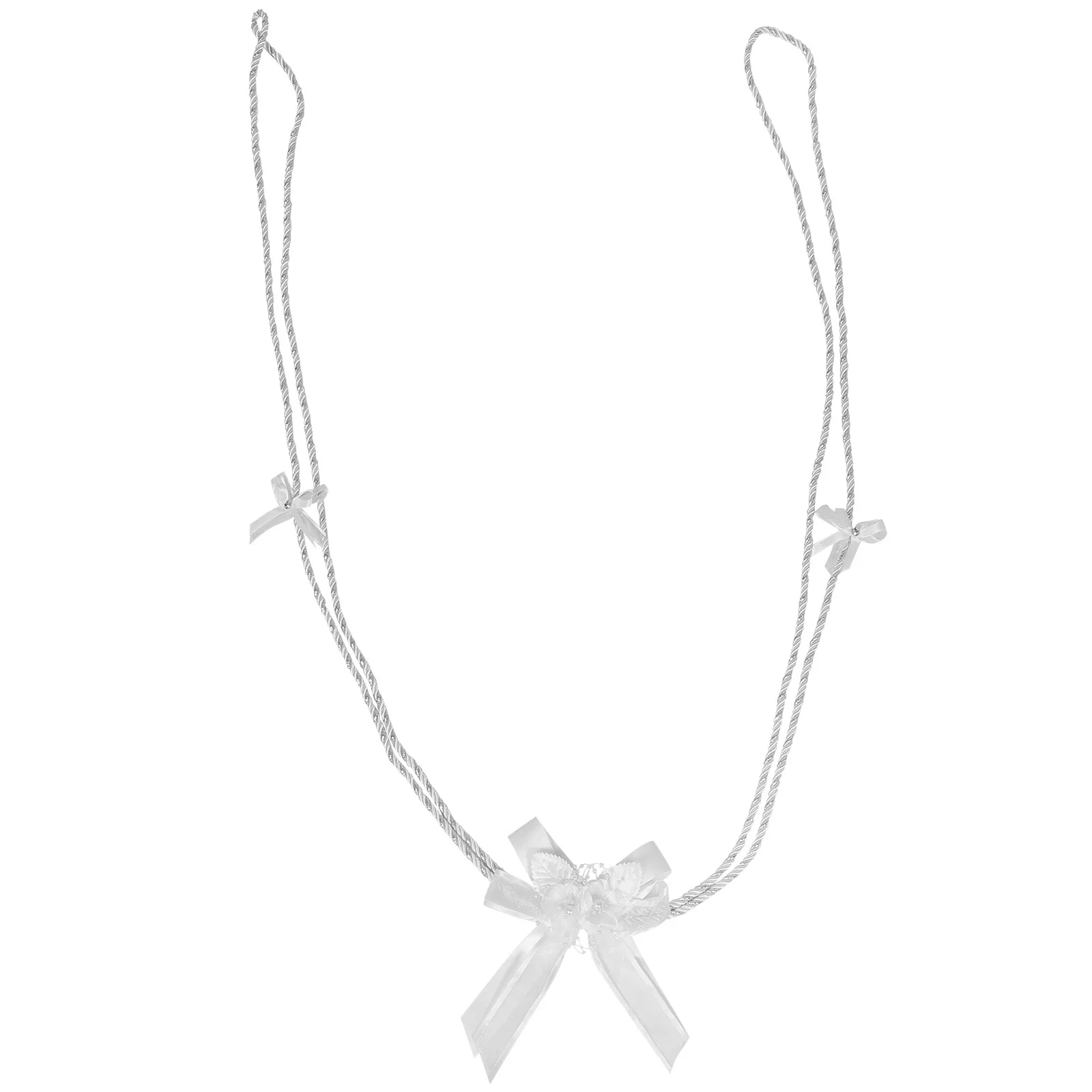 Белая свадебная веревка лоссо с романтическим бантом и жемчугом