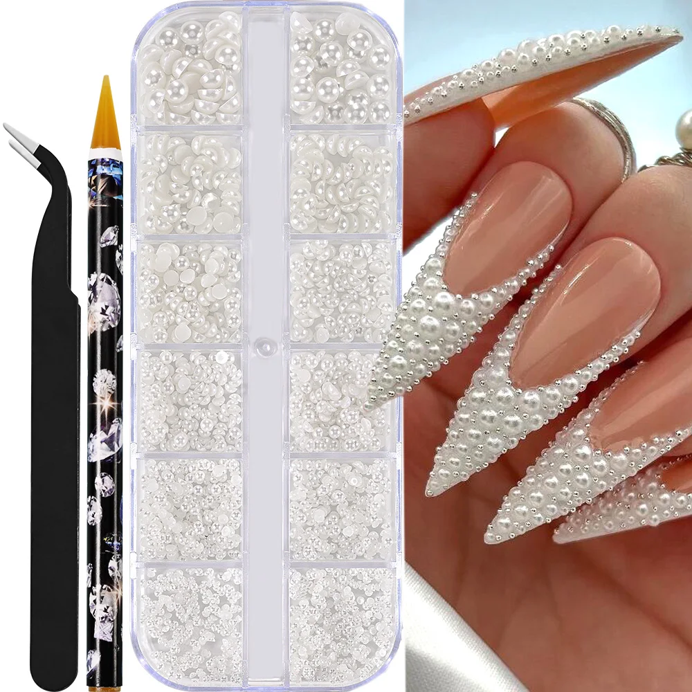 12 сеток, полукруглые жемчужные бусины