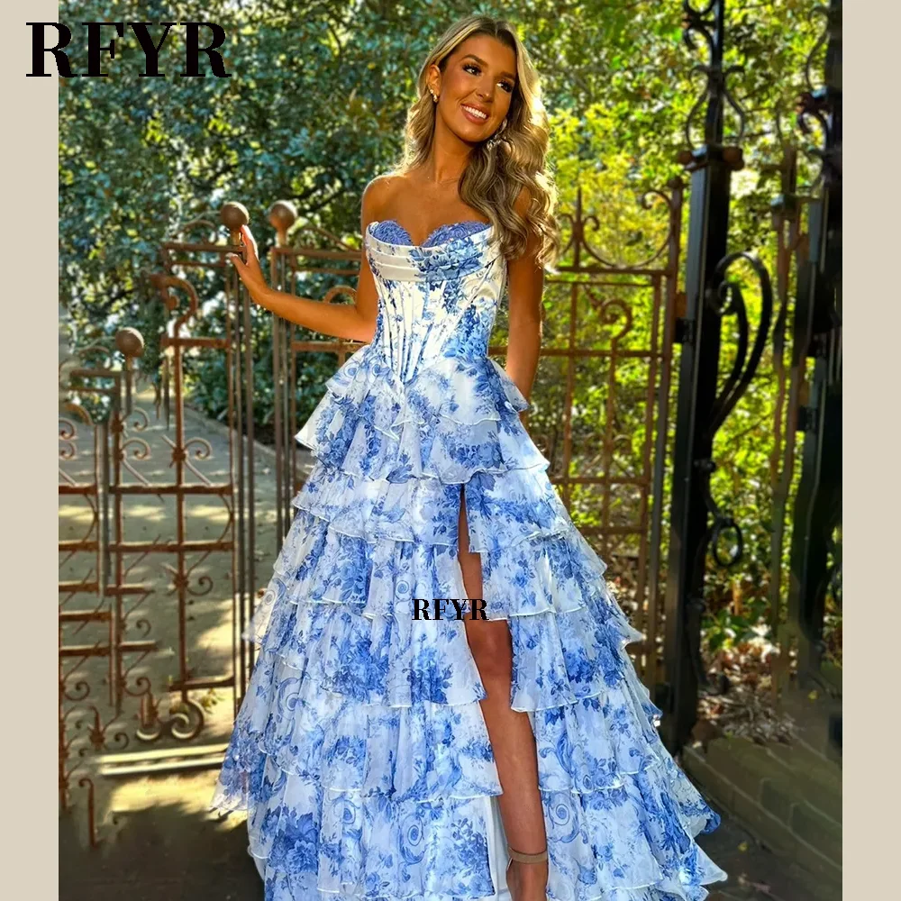 Rfyr a line floral prom vestidos - Фотография_3