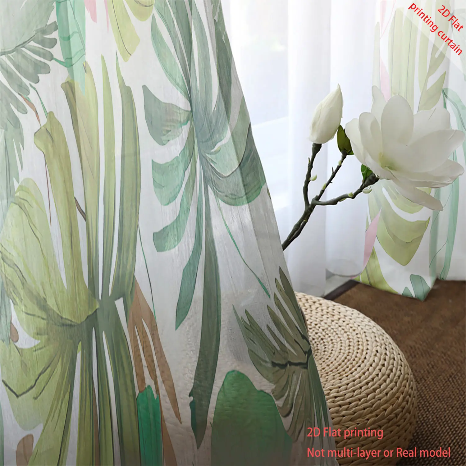 Прозрачная занавеска с растительным принтом - Фотография_6