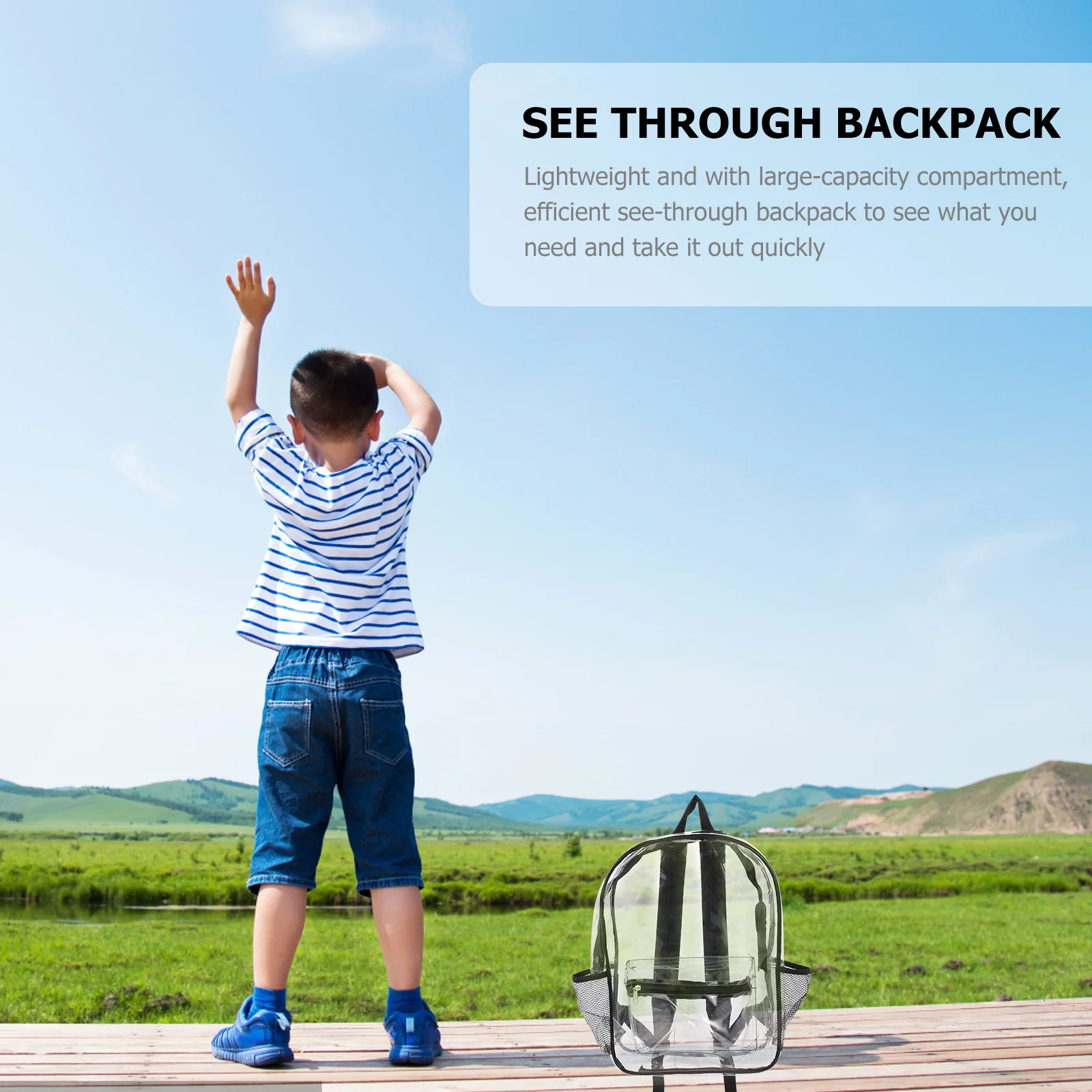 Черный прозрачный желейный рюкзак из пвх