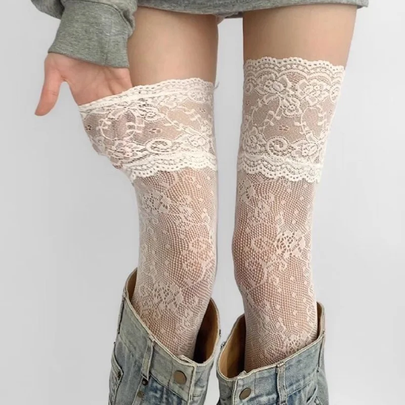 1 пара женских сексуальных сетчатых кружевных чулков до бедра - Фотография_4