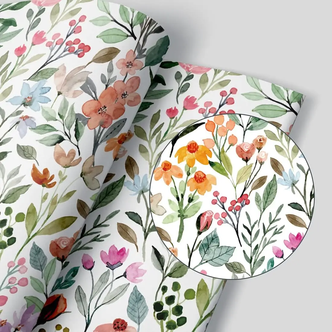 Красочные цветочные обои с кожурой и наклейкой - Фотография_3