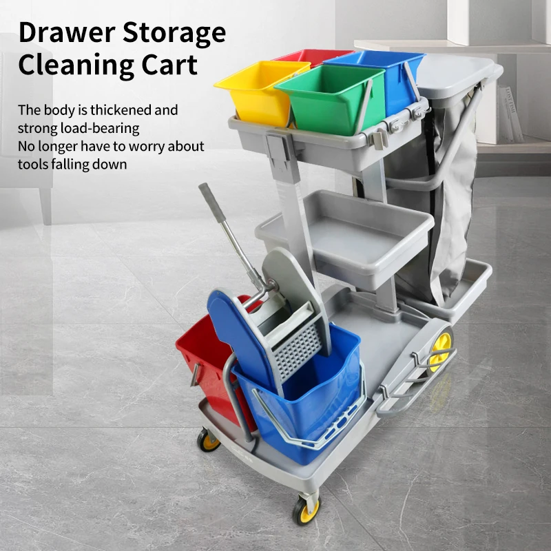 Многофункциональные пластиковые тележки для уборки гостиничных комнат - Фотография_2