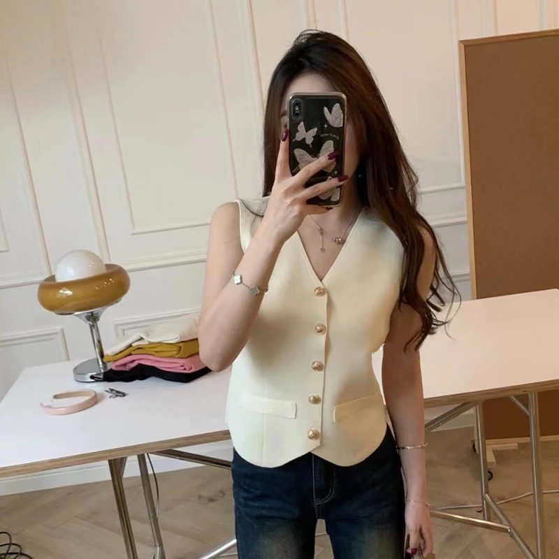 Французский винтажный жилет с v-образным вырезом - Фотография_3