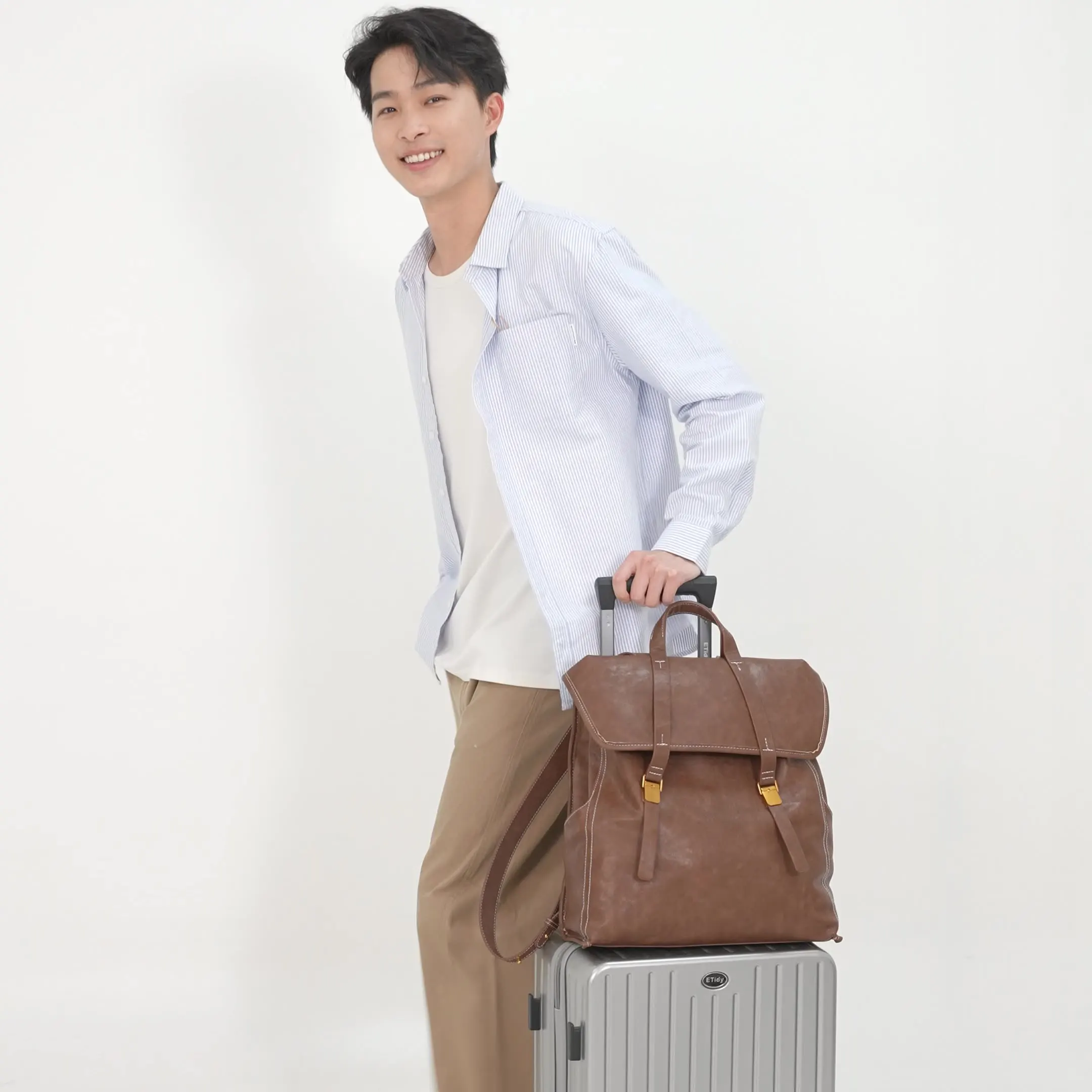 Ретро женский модный большой вместительный дорожный рюкзак - Фотография_3