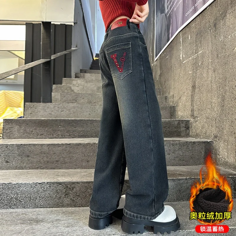 Детские утепленные джинсы в корейском стиле для девочек - Фотография_6