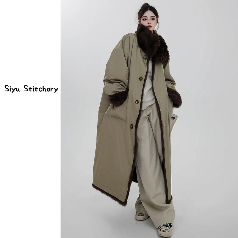 Года, длинная женская зимняя куртка из 100% натурального натурального меха