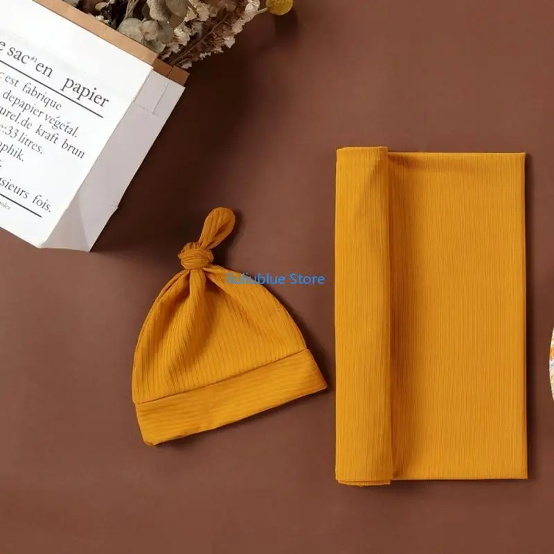 Хлопковое пеленальное полотенце для новорожденных с повязкой на голову - Фотография_3