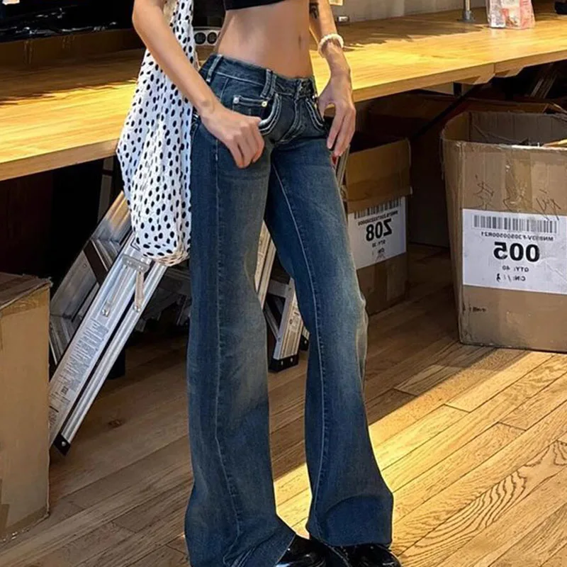 Винтажные женские джинсы с низкой талией high street - Фотография_3