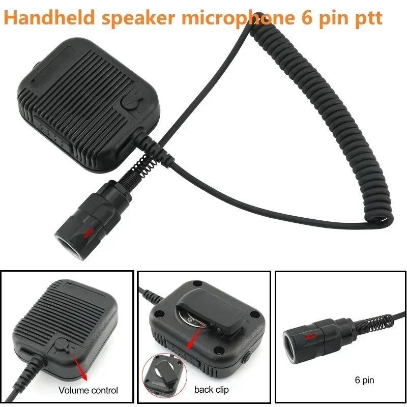 Тактический 6-контактный портативный микрофон с динамиком ptt