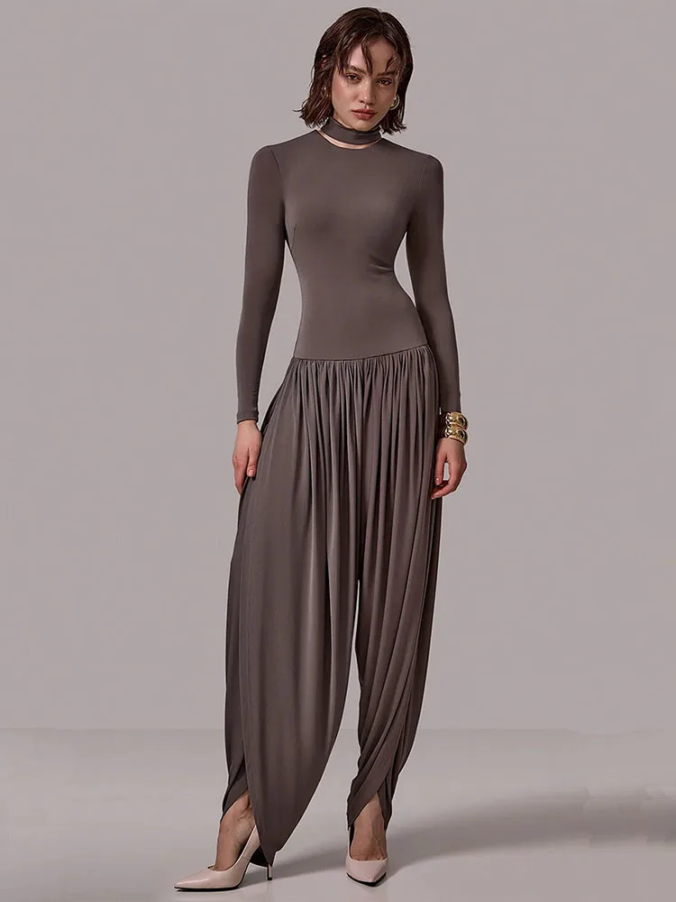 Mozision драпированный сексуальный комбинезон с длинными рукавами