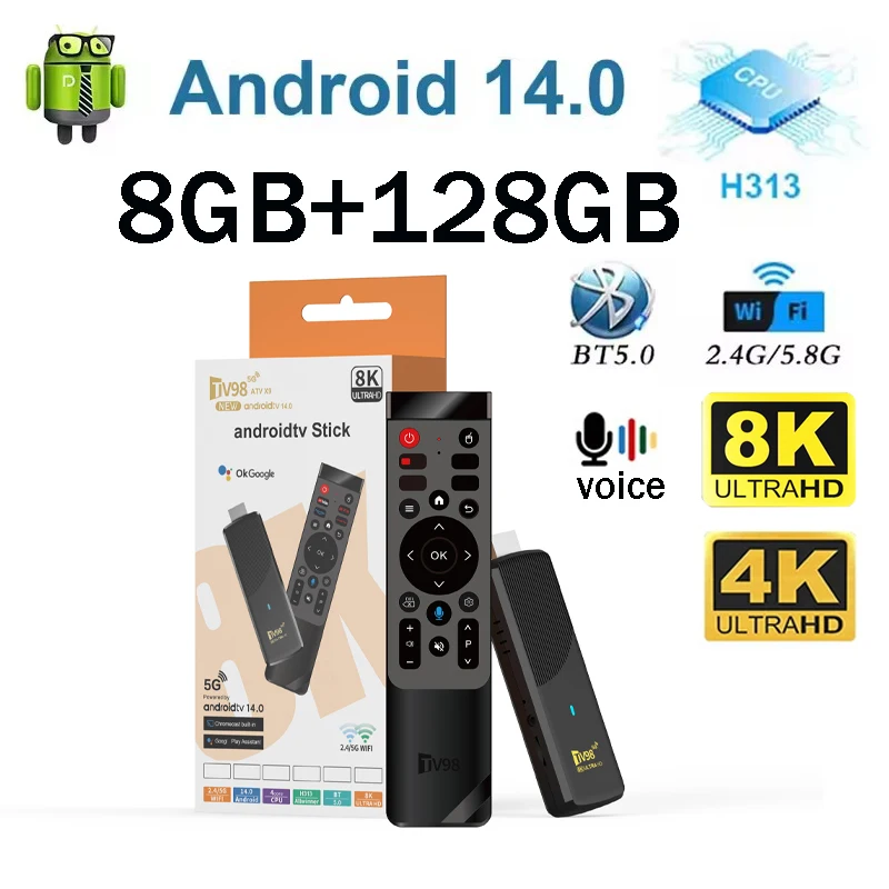 Tv98 atv x9 smart tv stick android14