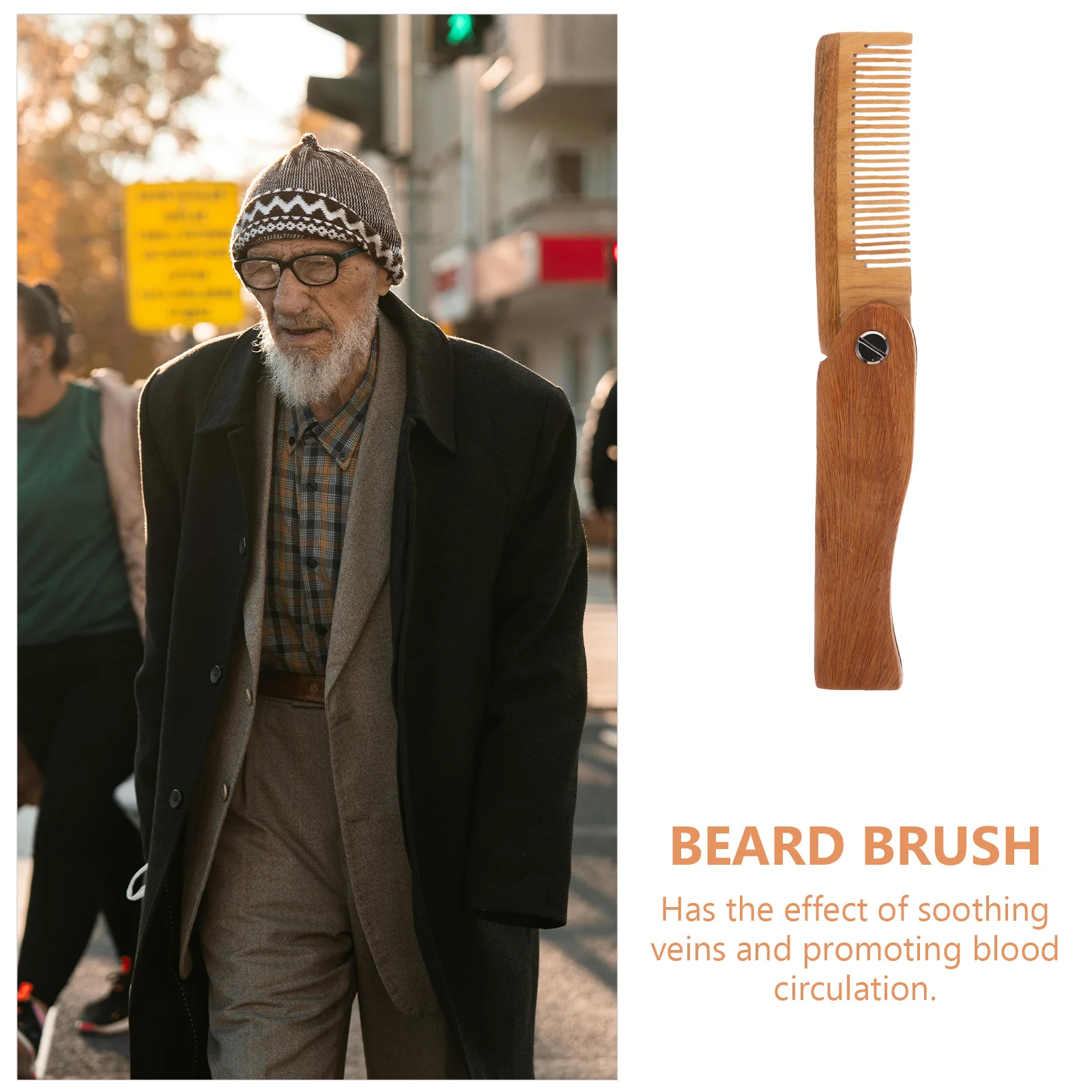 Портативная мужская деревянная расческа для волос из цельного дерева - Фотография_5