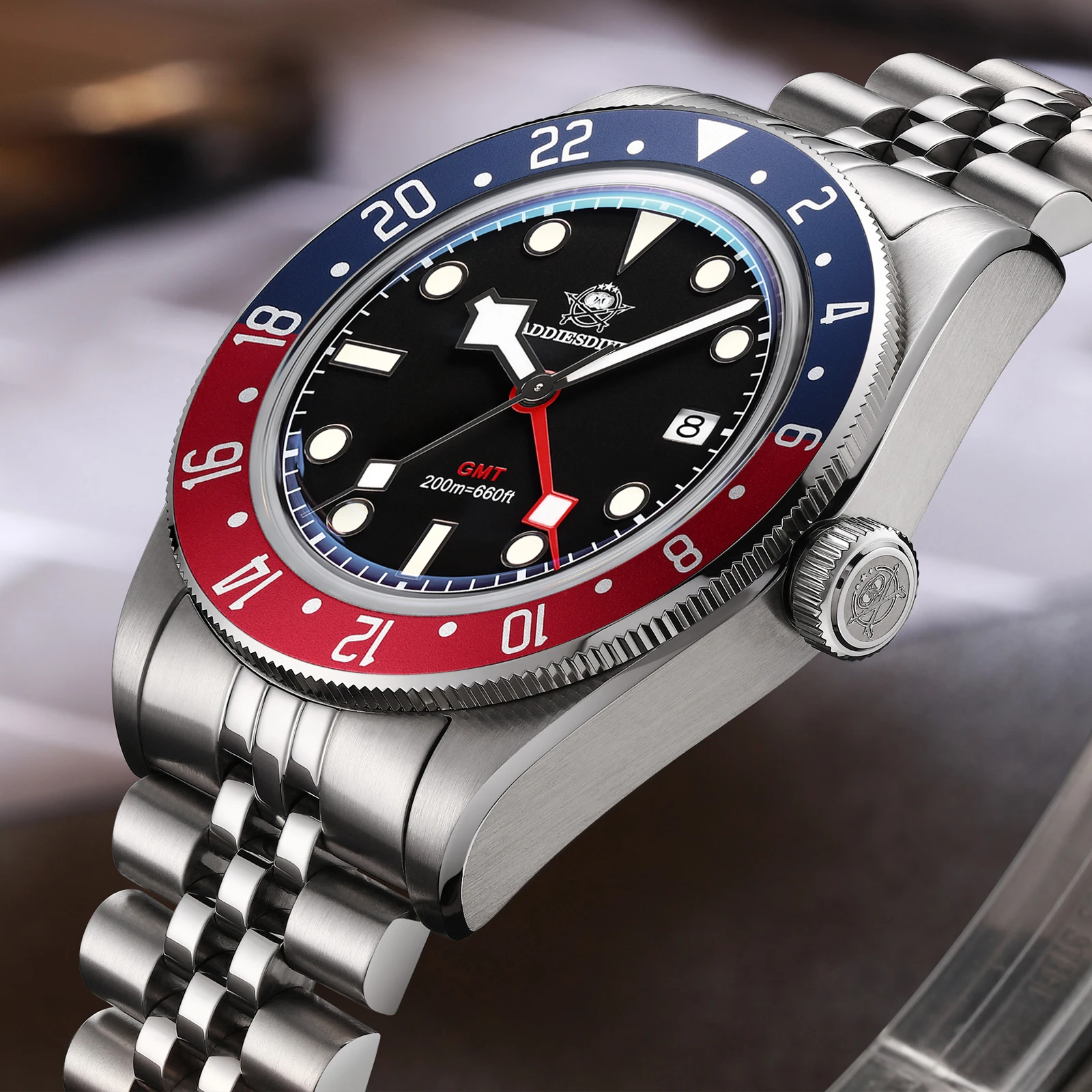 Addiesdive gmt кварцевые часы с