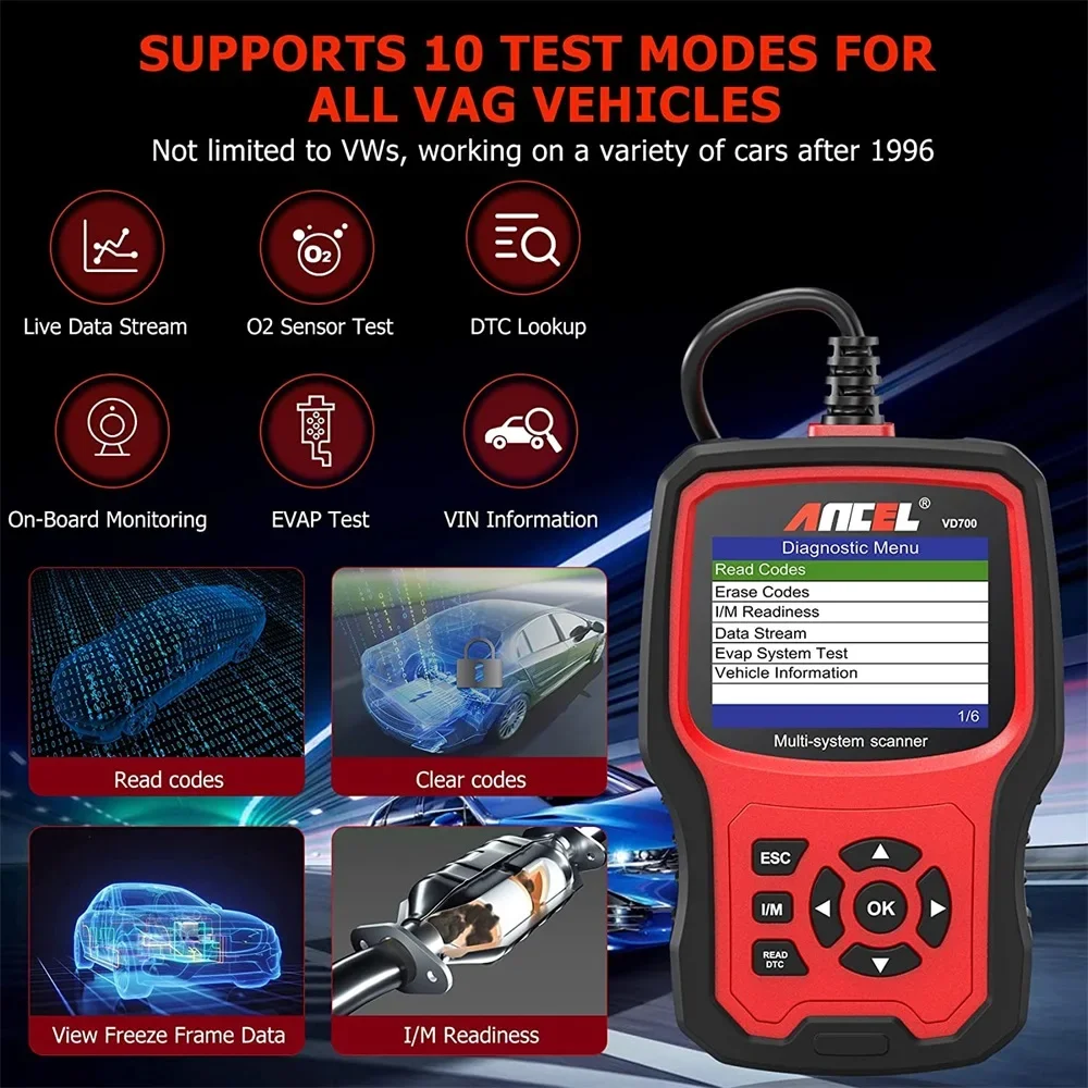 Диагностический сканер ancel vd700 obd2 - Фотография_5