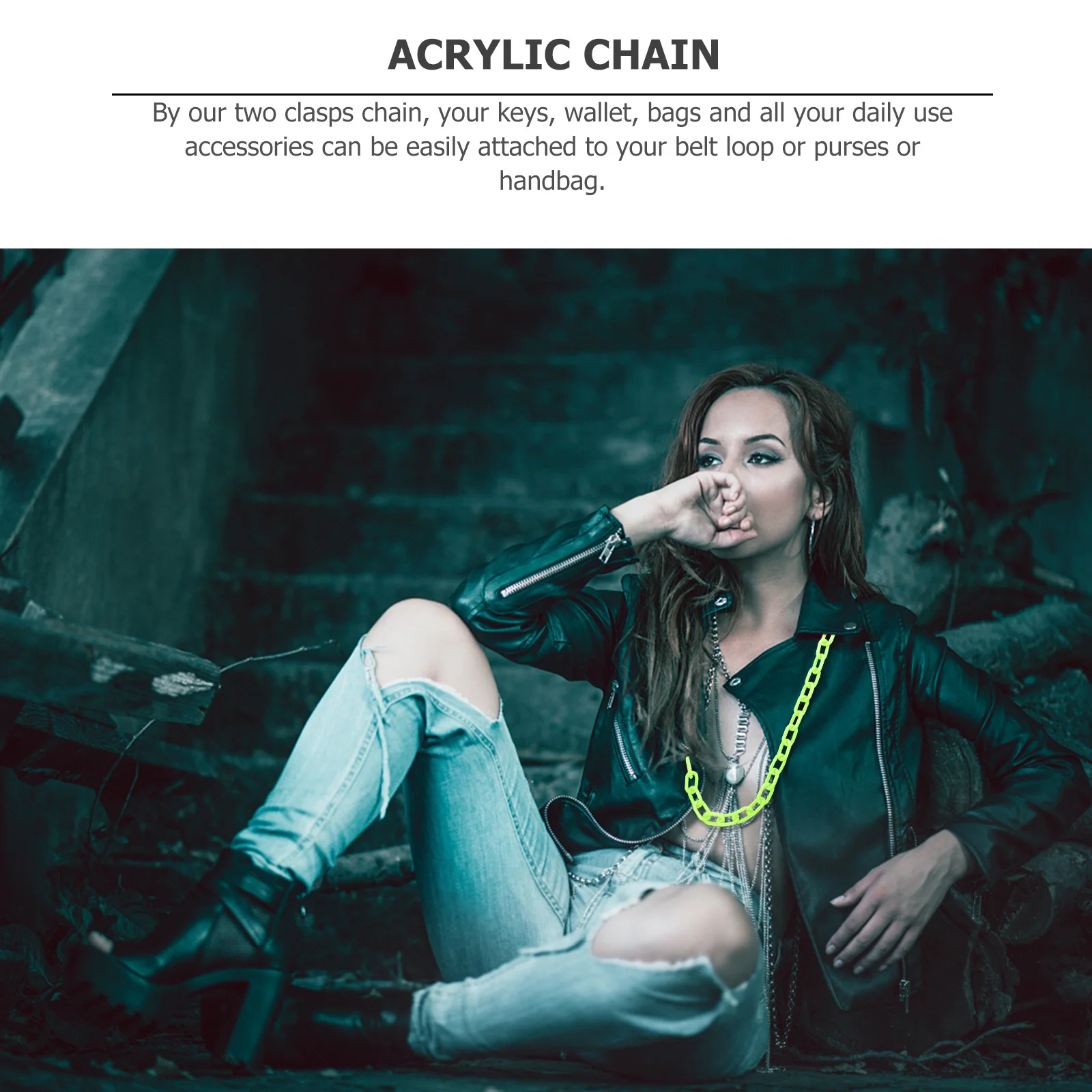 Акриловые джинсы с блестящей талией для ремня - Фотография_3