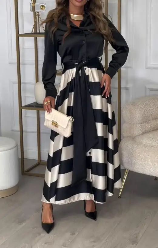 Весенне-осенний элегантный стильный откидной воротник - Фотография_4