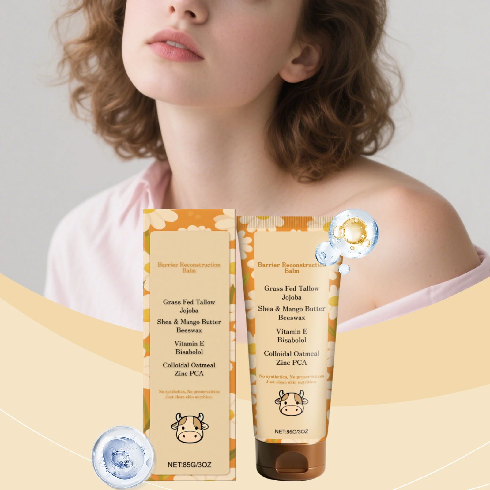 Увлажняющий крем для говядины с травой для лица и тела