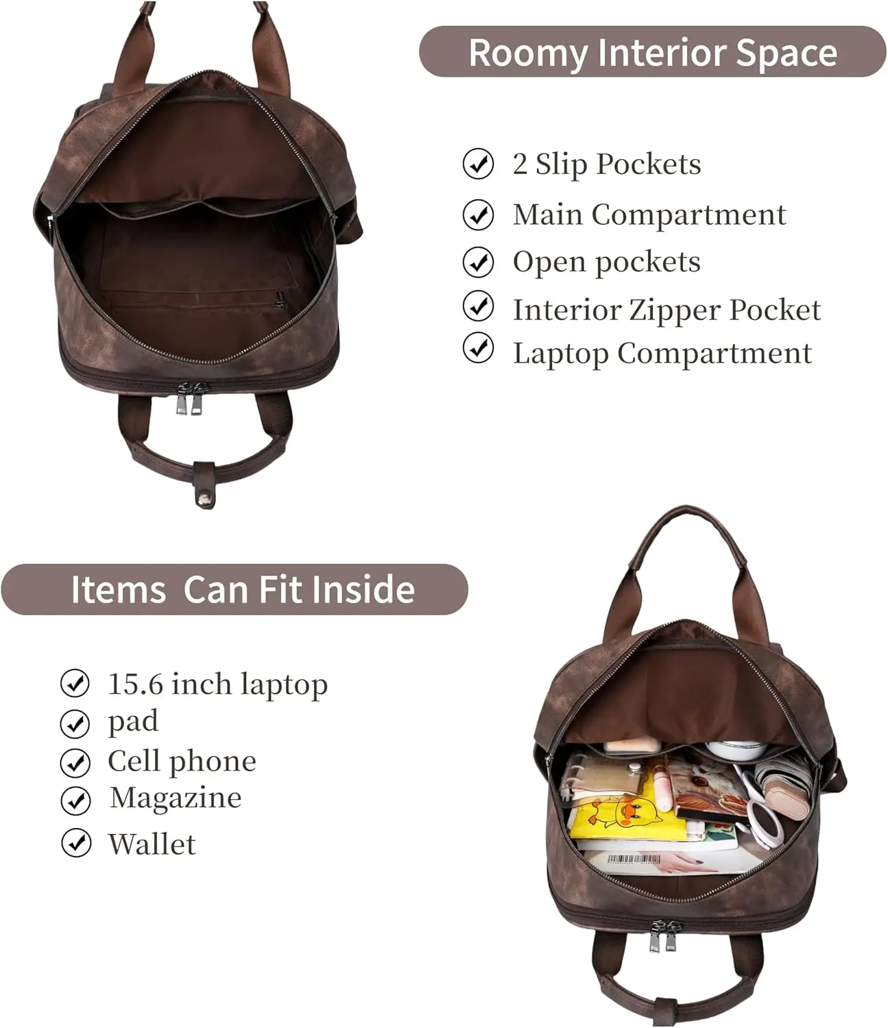 Кожаный рюкзак для ноутбука для женщин - Фотография_4