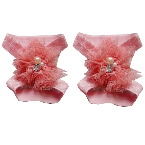 10 пар детских сандалий босиком с цветочным узором из шифоновой ткани