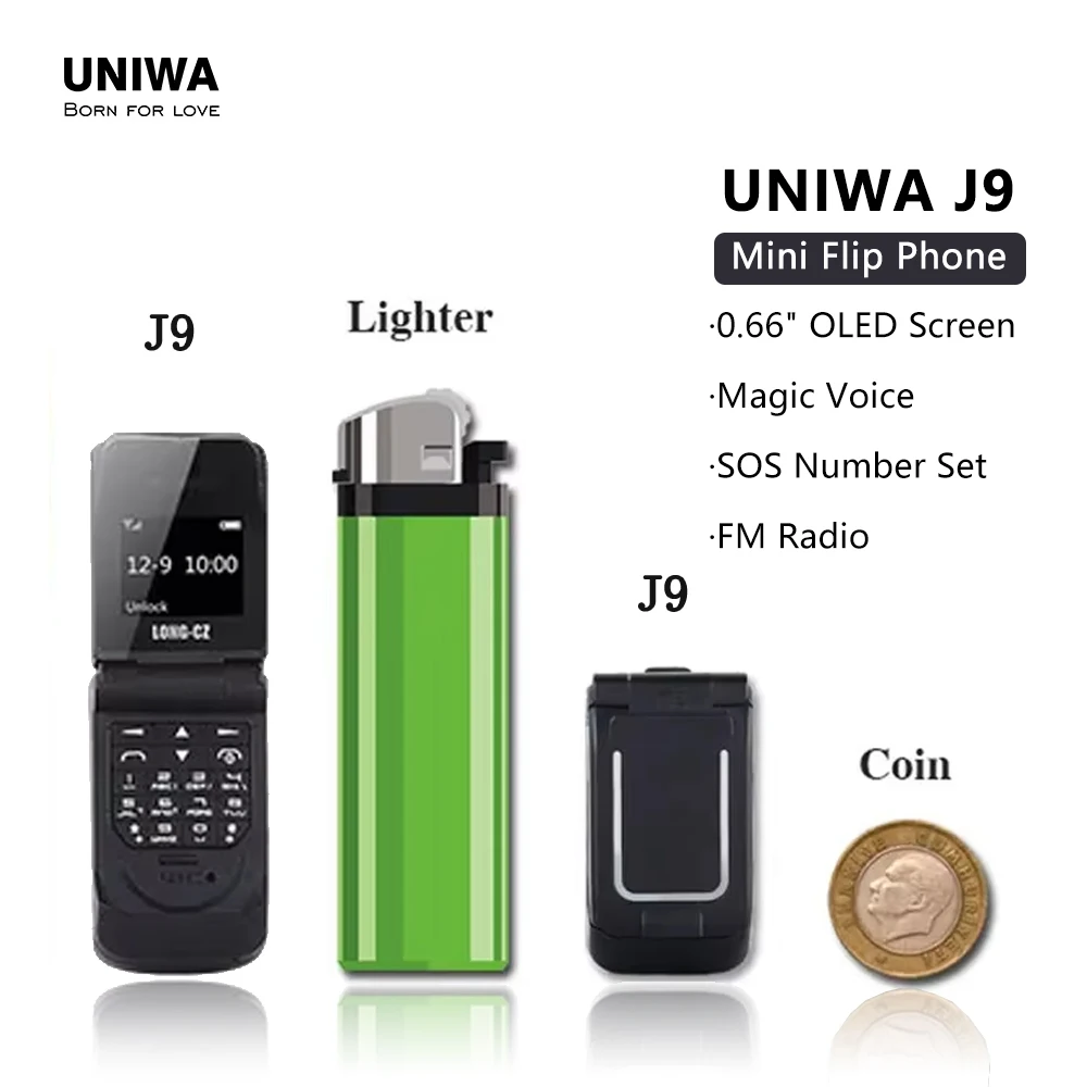Uniwa j9 2g мини-раскладной мобильный телефон для детей