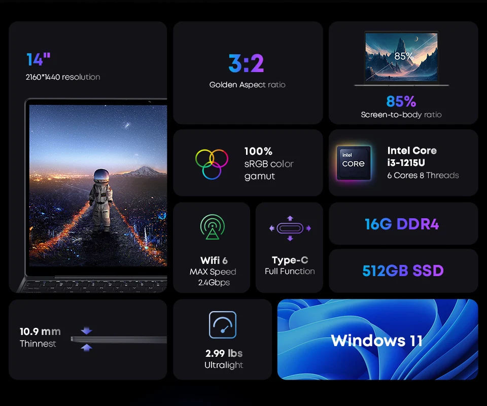 Ноутбук chuwi corebook x для игр intel core i3-1215u - Фотография_4