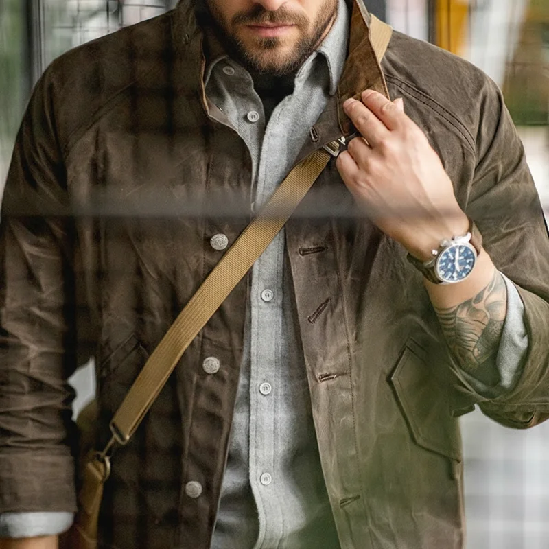 Maden винтажная куртка из вощеного полотна с высоким воротником - Фотография_2