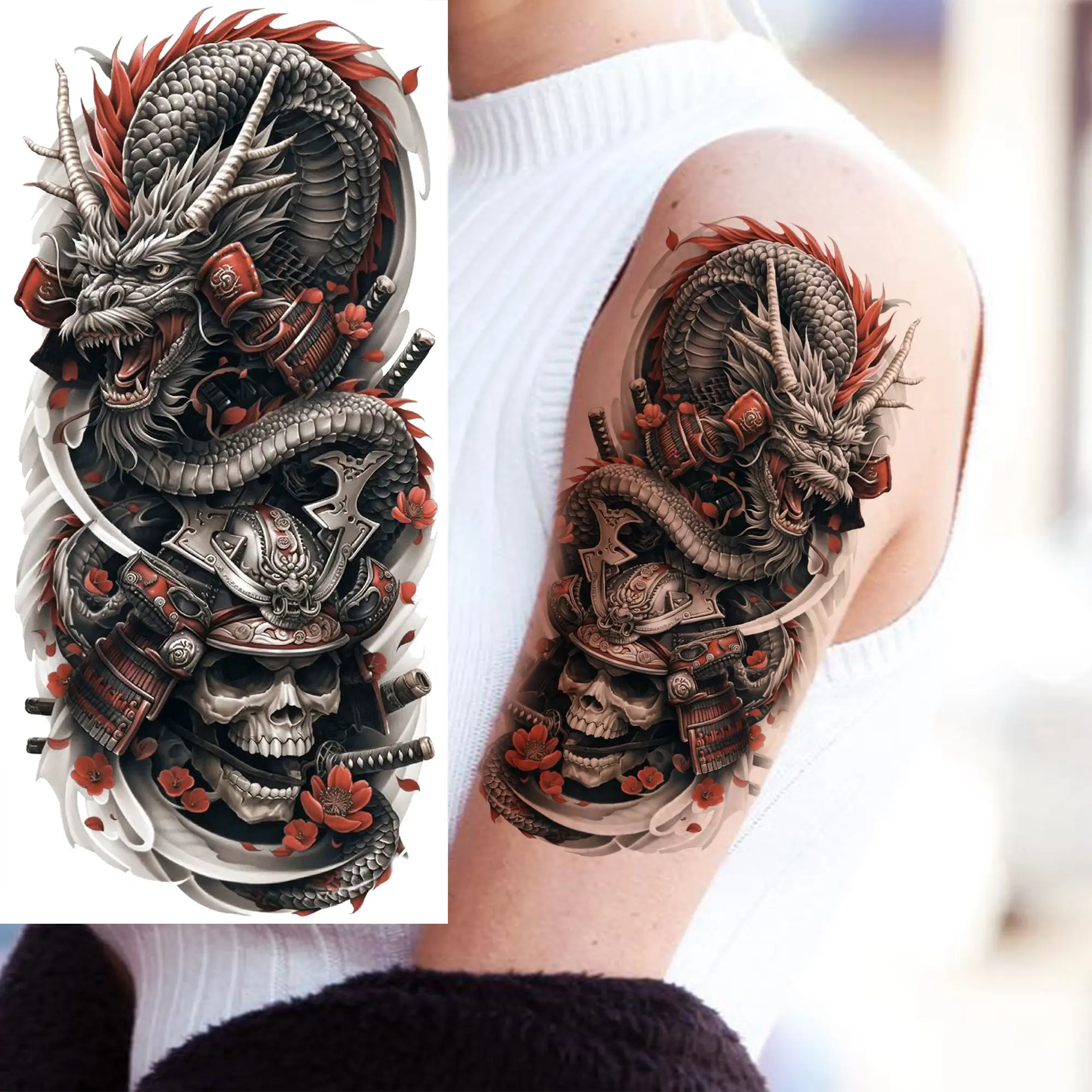 1 лист череп дракон воин с мечом - Фотография_3