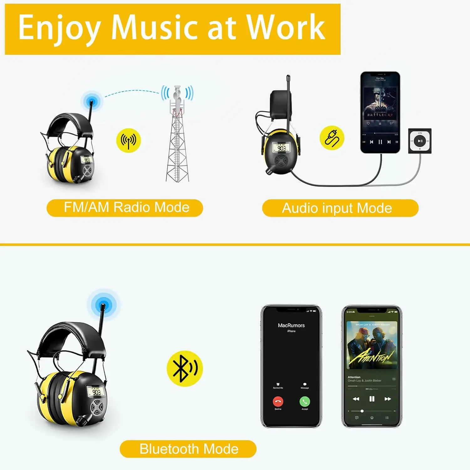 Модернизированная гарнитура am/fm с защитой слуха bluetooth 5 - Фотография_3