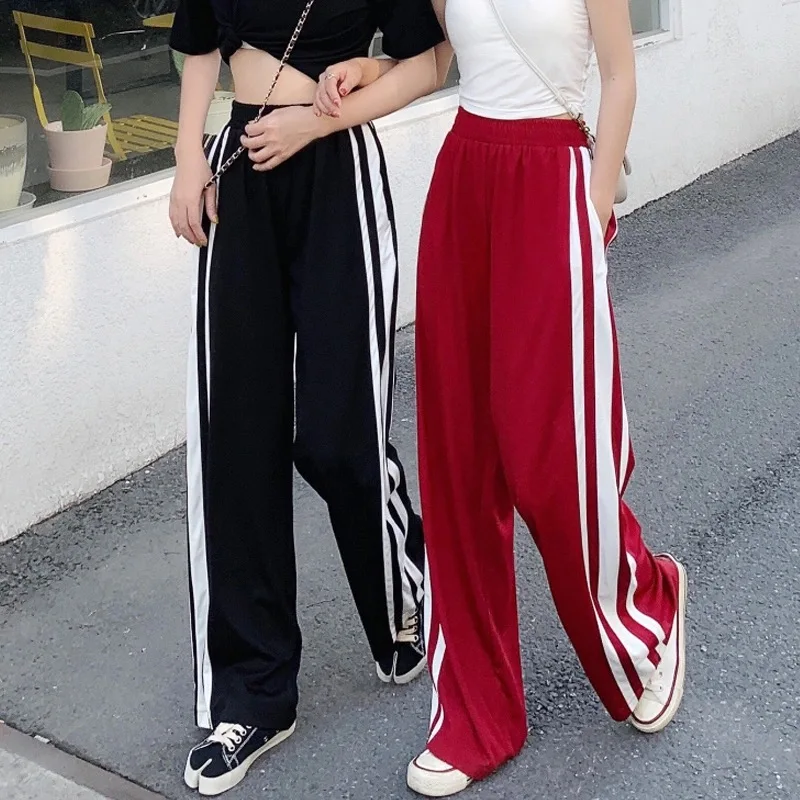 Женские повседневные свободные брюки в полоску сбоку - Фотография_3