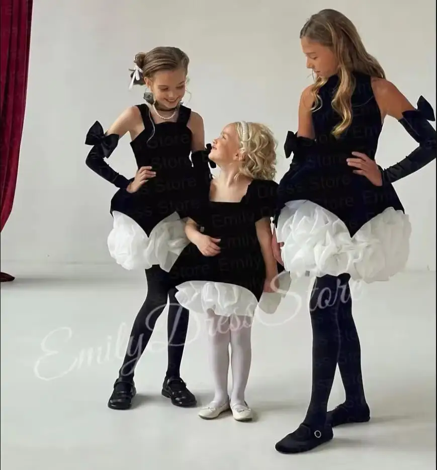 Платье с цветочным узором для девочек с галстуком-бабочкой - Фотография_2