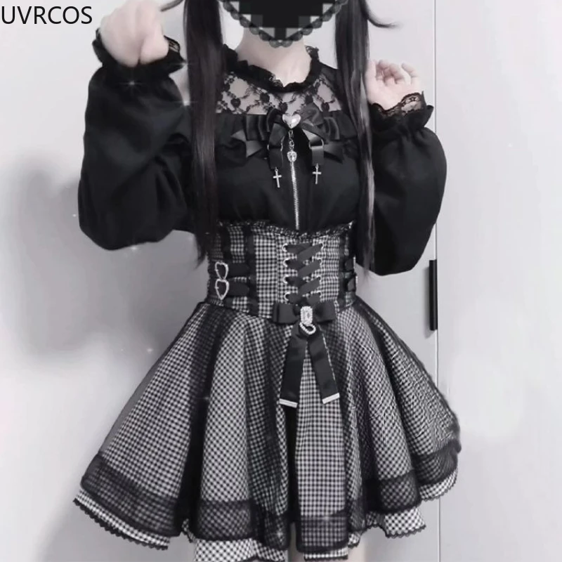 Японский стиль, готическая юбка в стиле лолиты y2k - Фотография_3