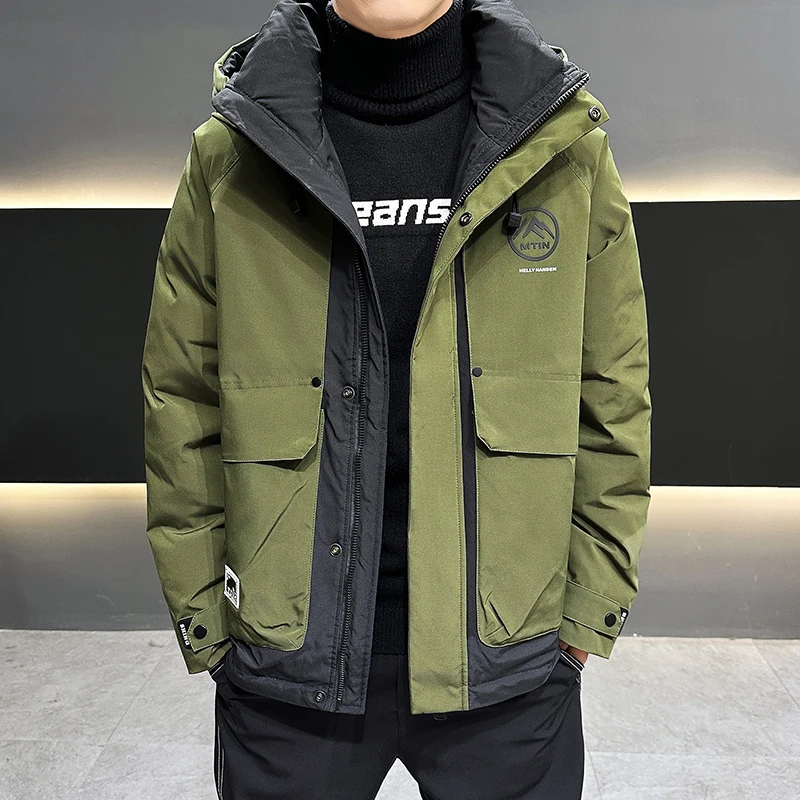 Повседневные мужские теплые куртки на утином пуху с капюшоном - Фотография_4