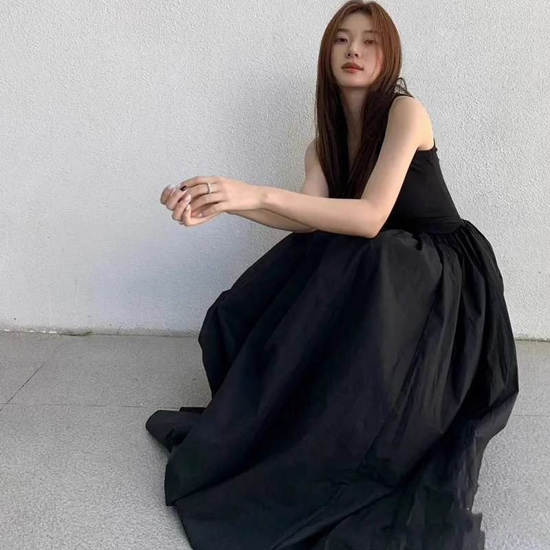 Черное длинное платье без бретелек - Фотография_2