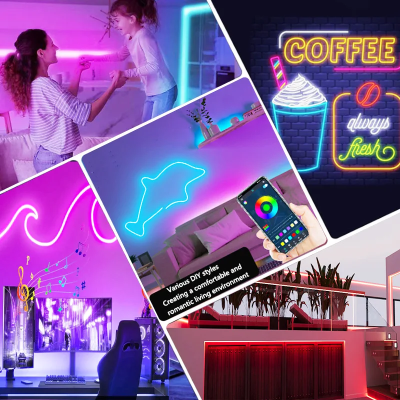 5v usb rgb неоновая светодиодная - Фотография_6