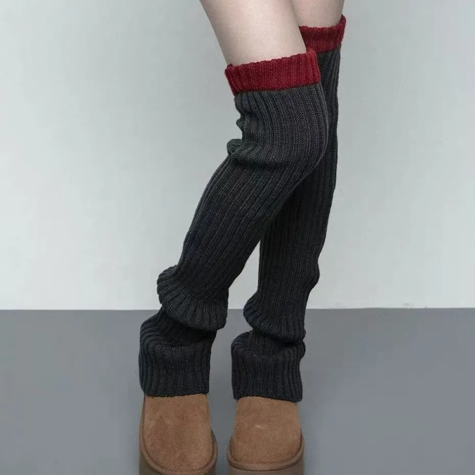 Зимние модные теплые женские носки толщиной 70 см с цветными блоками