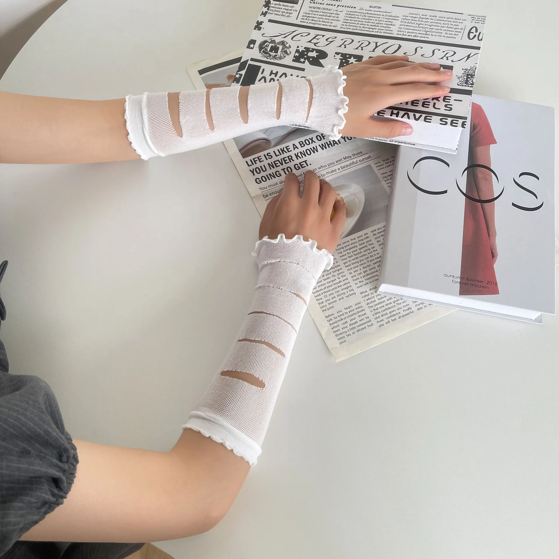 Рваные кружевные солнцезащитные консилеры в стиле жевателя для девочек jk - Фотография_2