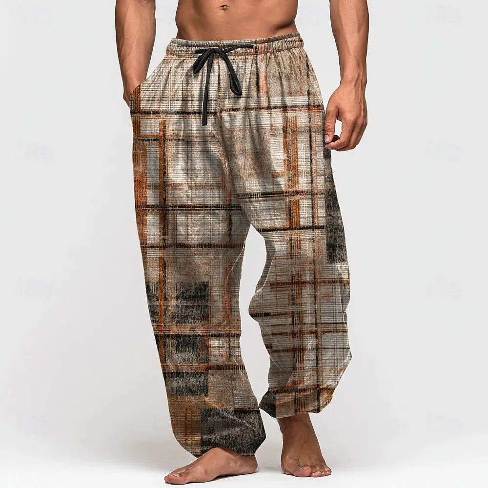 Осень 202, мужские лоскутные брюки с цветными блоками