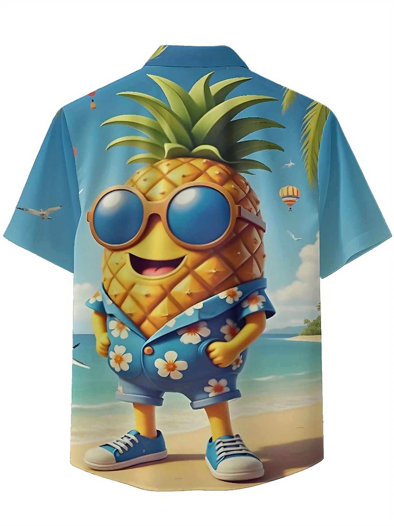 Мужские гавайские рубашки больших размеров с тропическим рисунком ананаса - Фотография_5