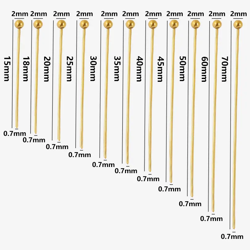 18-каратные позолоченные булавки с шаровой головкой - Фотография_3